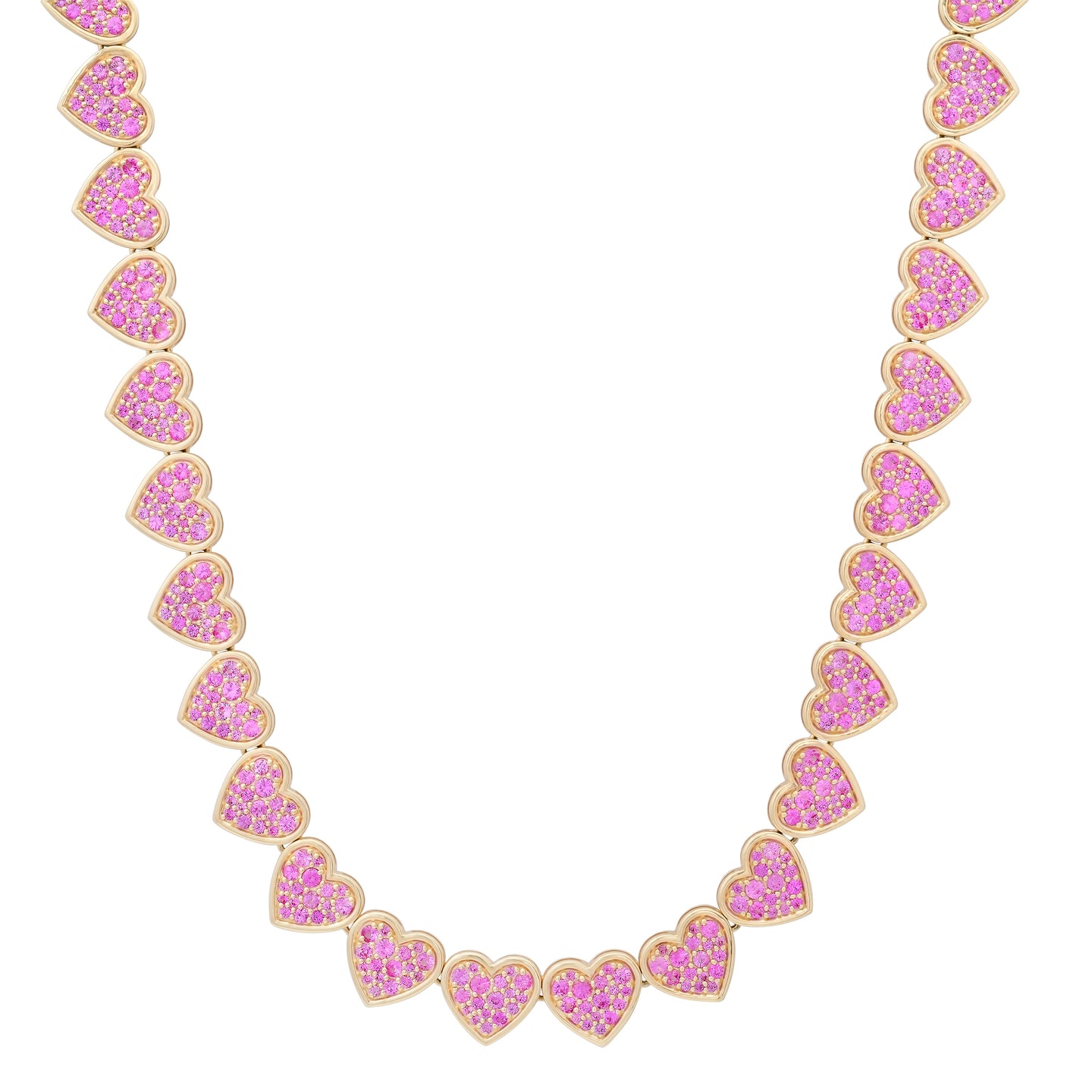 Pink Sapphire Heart Tennis Necklace